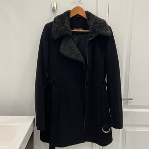 Black Wool & Cashmere Blend Pea Coat - Womens size S